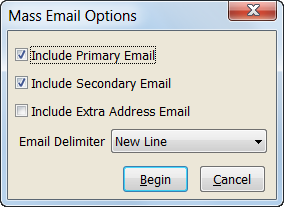 Mass Email Options